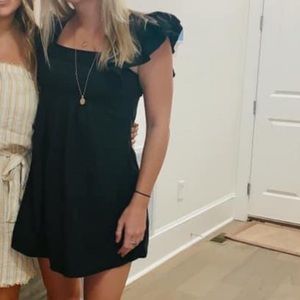 Urban outfitters black ruffle sleeve mini dress